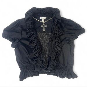 Dressbarn Black Gathered Neckline Bowlero